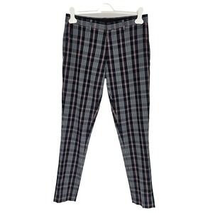 ASOS Super Skinny Plaid Smart Trousers Navy Red White Womens 10